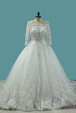 2024 Marvelous Wedding Dresses Scoop Lace Up With Rhinestones PBR848K4