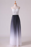 2024 Gradient Color Sweetheart Prom Dresses A Line Chiffon Floor Length With P5PHQER4