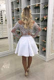 2024 Homecoming Dresses Scoop Long Sleeves A Line Satin With Applique PCDRQZP2