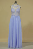 2022 Prom Dresses Open Back Scoop Chiffon With Applique And Beads Sweep Train A PM7JY5Q7