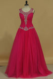 2024 Scoop Tulle With Beads And Ruffles Quinceanera Dresses PBBFZCCM