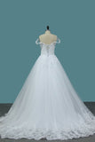 2024 A Line Tulle Off The Shoulder Wedding Dresses With Applique PZ9JNF9J