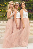 2024 Bridesmaid Dresses V Neck Tulle Floor Length A PH81YJC3
