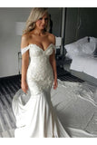 Off Shoulder Lace Appliques Mermaid Wedding Dress With STGPARQXA2C