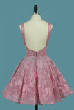 2024 A Line Lace Bateau Homecoming Dresses With Applique PNLB78Z2
