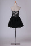 2024 A Line Homecoming Dresses Sweetheart With Beads And Applique PA89KA2A