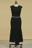 2024 Scoop Lace Mermaid Prom Dresses Beaded Waistline PFYMFD7M