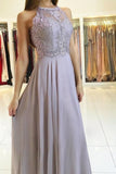 2024 Halter Chiffon Prom Dresses A Line With Applique P2R8K7MH