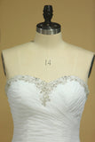 2022 Plus Size Sweetheart Wedding Dresses Ruched Bodice Organza With PCFDNGPM