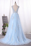 2024 Scoop A Line Prom Dresses Tulle With PHPRPTZR