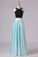 2022 Prom Dresses A-Line Scoop Elastic Satin Two Pieces Black Bodice Backless PAK1CL3T