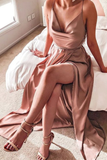 Rayne Floor Length Sleeveless V-Neck Chiffon Natural Waist A-Line/Princess Bridesmaid Dresses