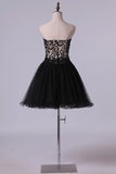 2024 A Line Sweetheart Mini Homecoming Dresses With Beads & P57G1P99