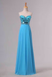 2024 Blue Prom Dresses A Line Sweetheart Floor Length Chiffon Ship Today Under P8YQ2BEF