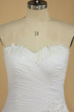 2024 Sweetheart Pleated Bodice A Line Wedding Dress With Flowing PREA6ZBD
