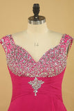 2022 Prom Dresses Straps With Beads And Slit Sweep Train PLN4PMKX