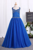 2024 Halter Ball Gown Flower Girl Dresses Dark Royal Blue PKRL832A