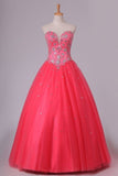 2022 Quinceanera Dresses Ball Gown Sweetheart Floor Length Beaded PCFGEZRY