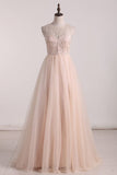2022 New Arrival Scoop Beaded Bodice Prom Dresses Tulle P8CXJYQG