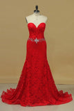 2024 Court Train Sweetheart Prom Dresses Mermaid Lace With P1AJMLSH