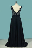 2022 Prom Dresses A Line Scoop Chiffon With Applique PNMGMGR8