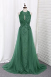 2022 Prom Dresses Scoop Lace & Tulle With Applique Mermaid PQCZL959