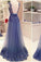 2022 Prom Dresses A-Line V-Neck Floor-Length Tulle PRJB8NJR