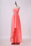 2022 Prom Dresses/High Low Skirt Sweetheart Fitted&Pleated PJ1E7E21
