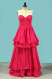 2024 A Line Sweetheart Prom Dresses Ruched PS85PXTX