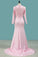 2022 Mermaid Wedding Dresses Scoop Long Sleeves Stretch Satin With PR1KMGK3