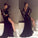 Black Long Sleeves Lace Side Split Sexy V Back Long Prom Dress