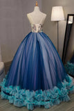 Ball Gown V Neck Sleeveless Appliqued Tulle Prom Dress Hot Quinceanera STGP46YC47P