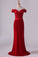 2022 Off The Shoulder Prom Dresses Spandex Burgundy/Maroon Sweep Train With PNFDB4NL