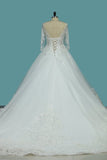 2024 Marvelous Wedding Dresses Scoop Lace Up With Rhinestones PBR848K4