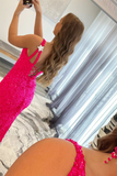 Mermaid Glitter Sequins One-Shoulder Backless Prom Dress With Stars