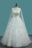 2024 Ball Gown Scoop Neck Wedding Dresses Lace Up With Appliques PMR69YG9