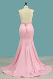 2024 Sexy Two Pieces Prom Dresses Mermaid Halter Zipper Up Open P6A69KF1