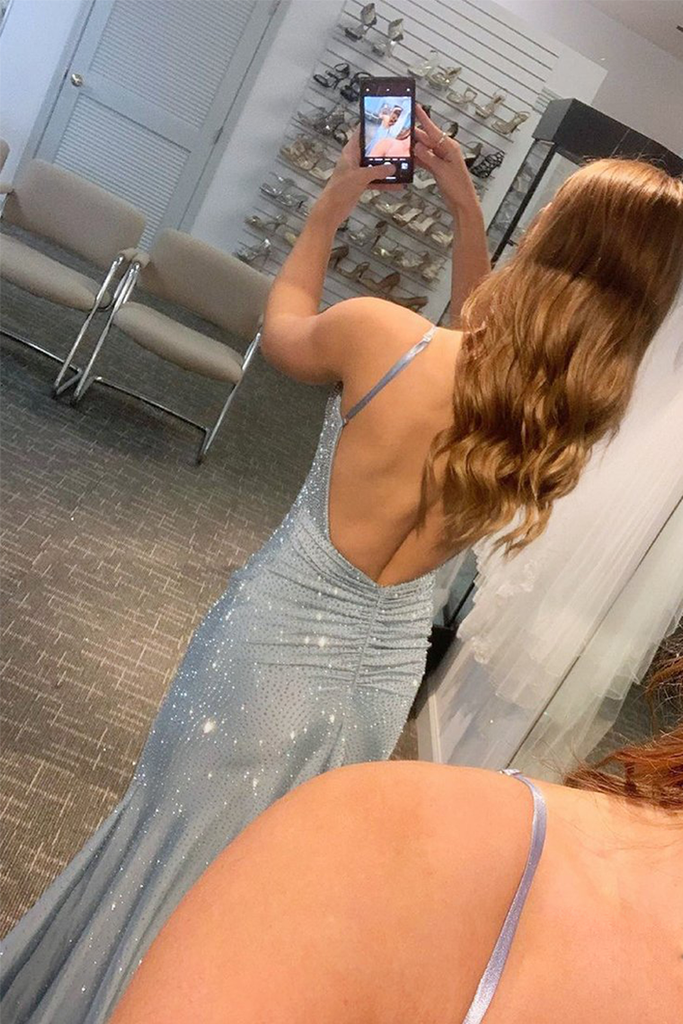 Sexy Halter Glitter Beaded Prom Dress Evening Dress