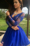 2024 A Line V Neck Long Sleeves Homecoming Dresses Chiffon PPD9ZGGB