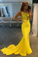 Mermaid One-Shoulder Sweep Train Yellow Prom Dress