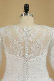 2022 Mid-Length Sleeves Scoop Wedding Dresses A Line With P1PR6F9Q