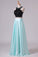 2022 Prom Dresses A-Line Scoop Elastic Satin Two Pieces Black Bodice Backless PAK1CL3T