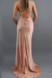 Simple Blush Long Prom Dress Mermaid Formal Dress