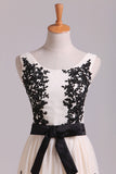 2024 Straps A Line Chiffon Prom Dress Short With Black Applique & P5233X9G