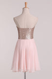 2022 New Arrival Strapless Homecoming Dresses Sequined Bodice Chiffon A PGKNCN3A