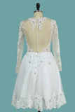 2024 A Line Scoop Wedding Dresses Long Sleeves Tulle With Applique & Beading Detachable Skirt PXY9RK7C