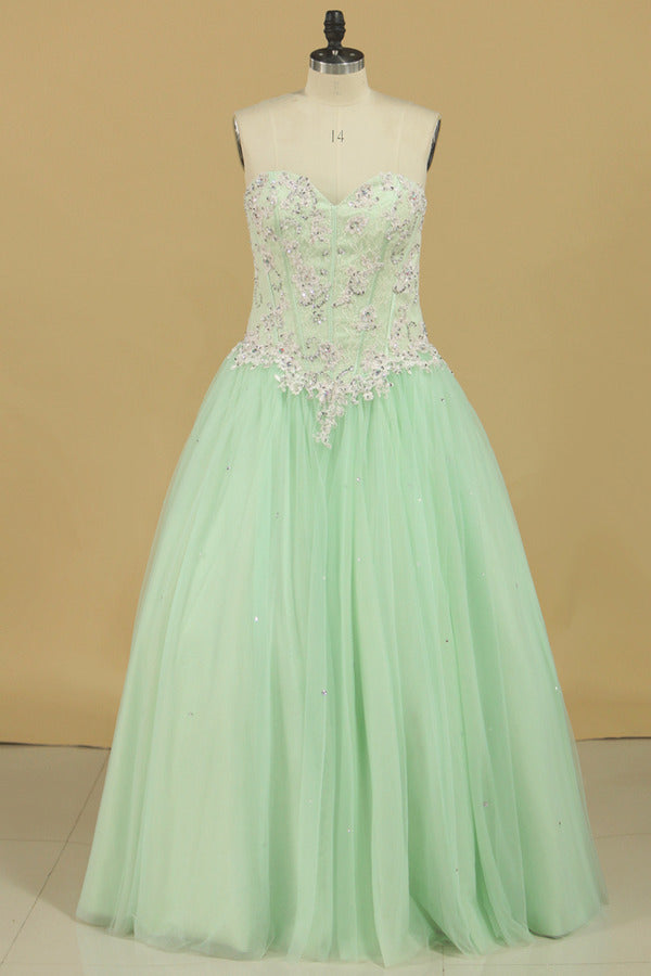 2022 Quinceanera Dresses Sweetheart Ball Gown Tulle With Applique P4QLEDDQ