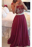 2024 Chiffon Scoop With Applique And Beads Prom Dresses P5XYH7BB