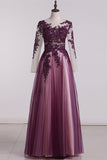 2024 See-Through Prom Dresses Scoop Long Sleeves Tulle With PQHF8ZZC