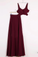 Two Piece Prom Dresses A-line Floor-length Burgundy Chiffon Prom Dress